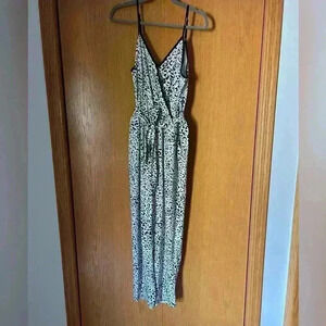 Leopard jumpsuit Faux wrap jumpsuit L